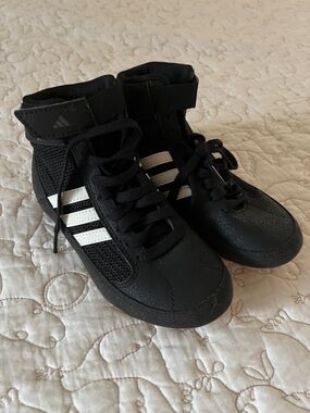 adidas Kids Black High-Top Sneakers with White Stripes
